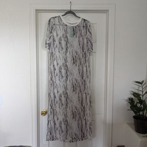 H&M Divided Long White Sheer High Slit Top